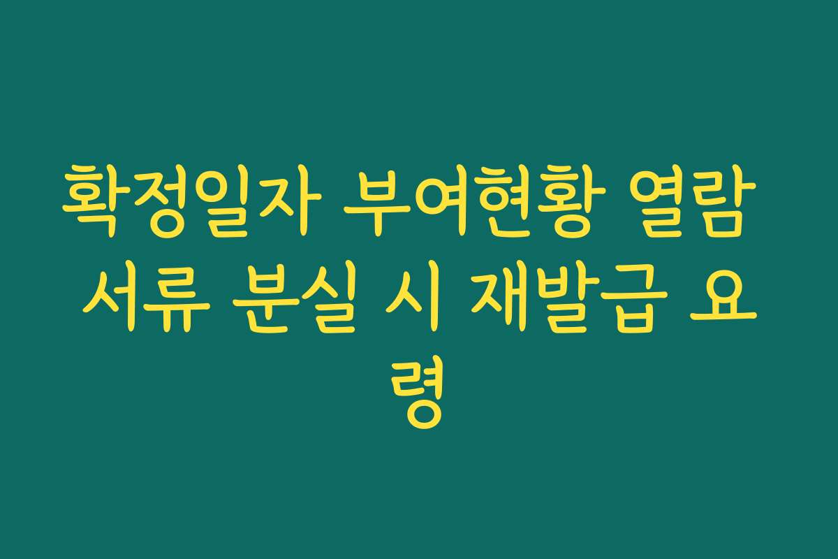 확정일자 부여현황 열람 서류 분실 시 재발급 요령 확정일자 부여현황 열람 서류 분실 시 재발급 요령