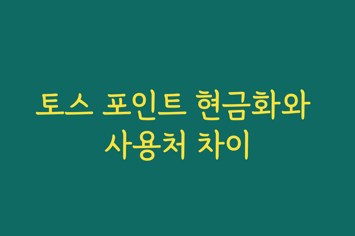 토스 포인트 현금화와 사용처 차이