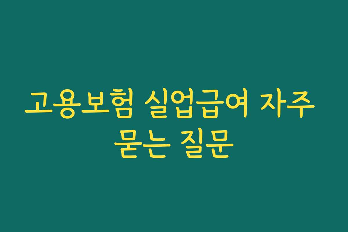 고용보험 실업급여 자주 묻는 질문 고용보험 실업급여 자주 묻는 질문