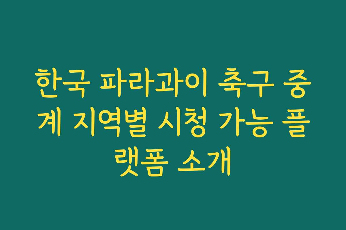 한국 파라과이 축구 중계 지역별 시청 가능 플랫폼 소개