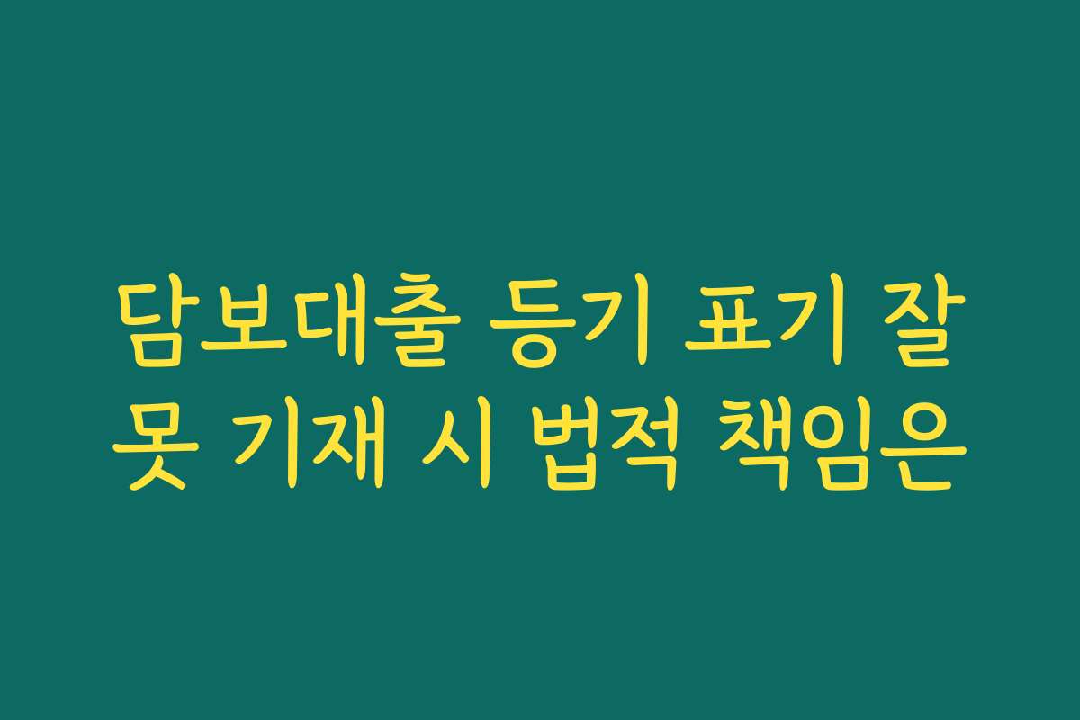 담보대출 등기 표기 잘못 기재 시 법적 책임은