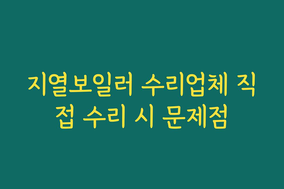 지열보일러 수리업체 직접 수리 시 문제점 지열보일러 수리업체 직접 수리 시 문제점