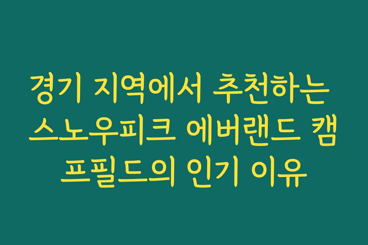 경기 지역에서 추천하는 스노우피크 에버랜드 캠프필드의 인기 이유