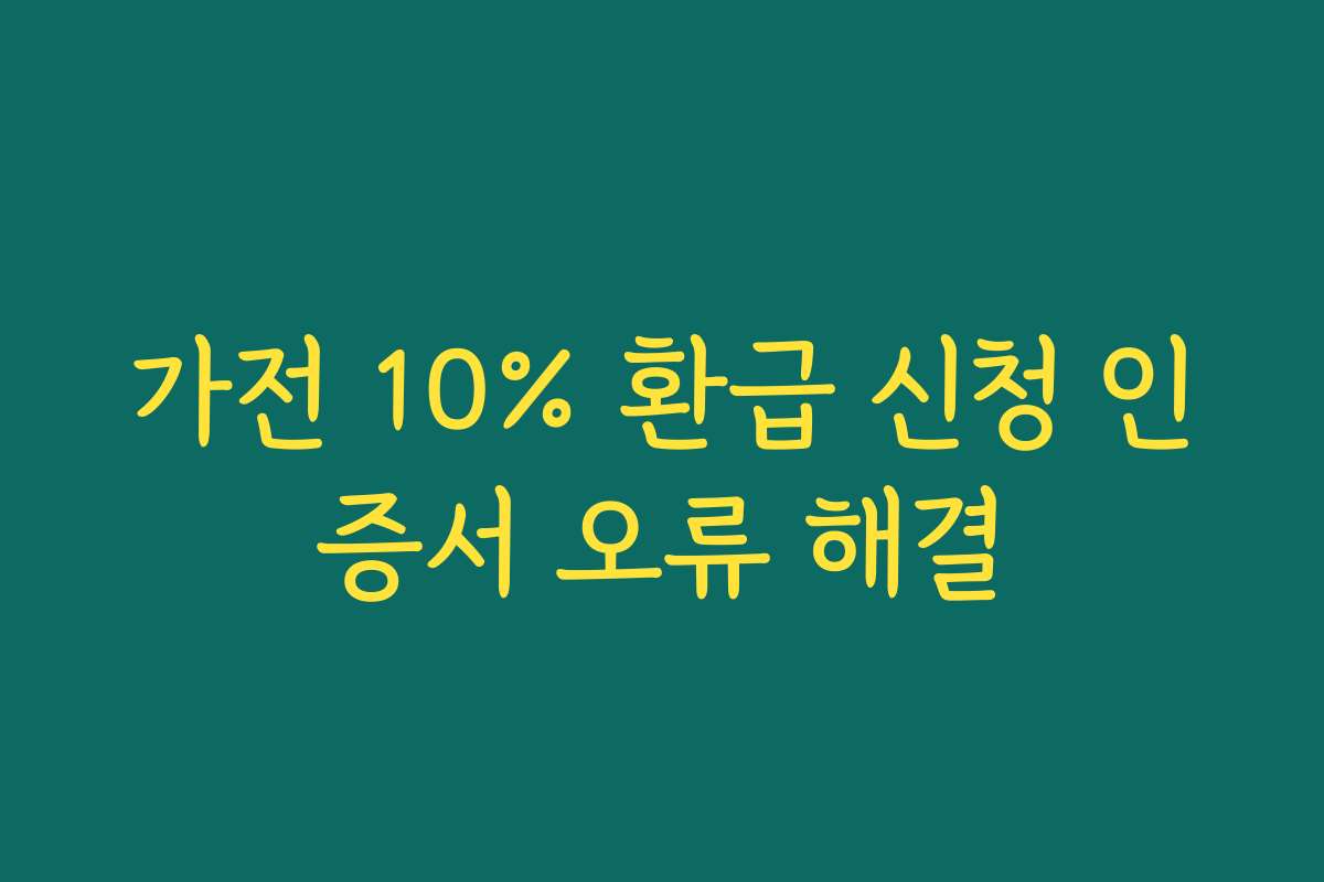 가전 10% 환급 신청 인증서 오류 해결