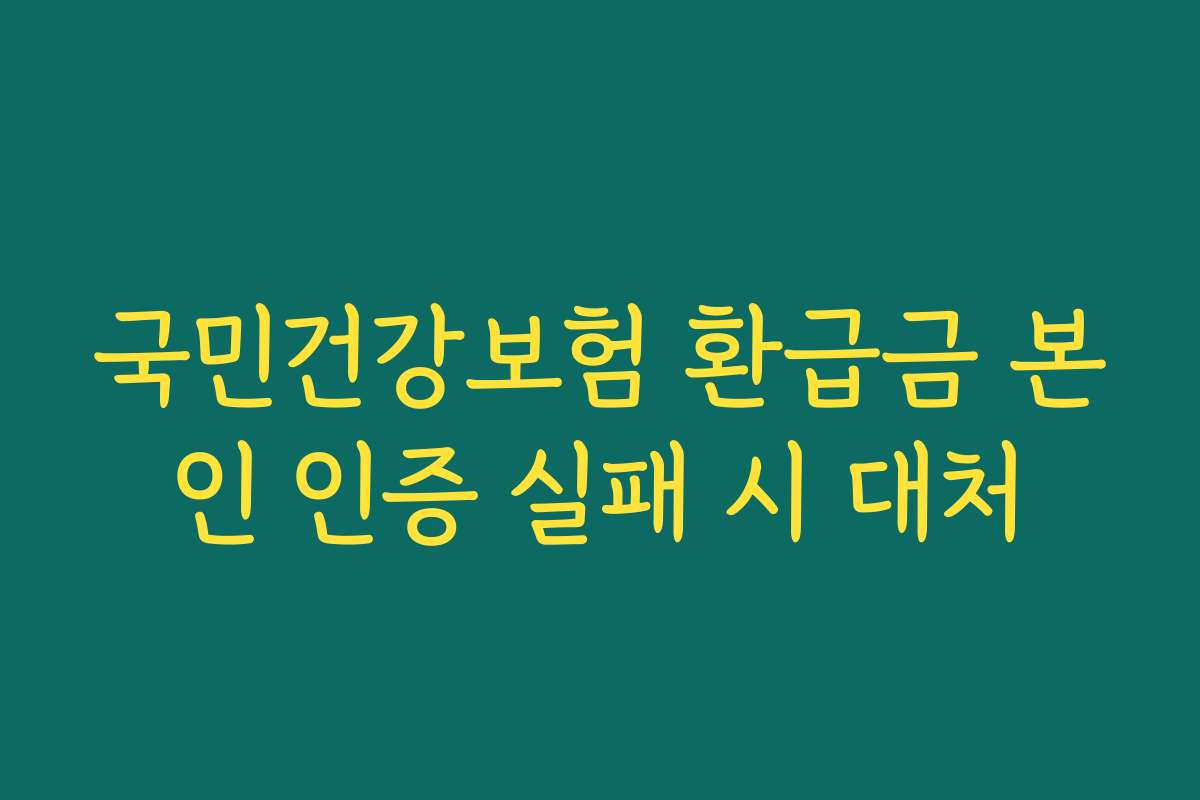 국민건강보험 환급금 본인 인증 실패 시 대처