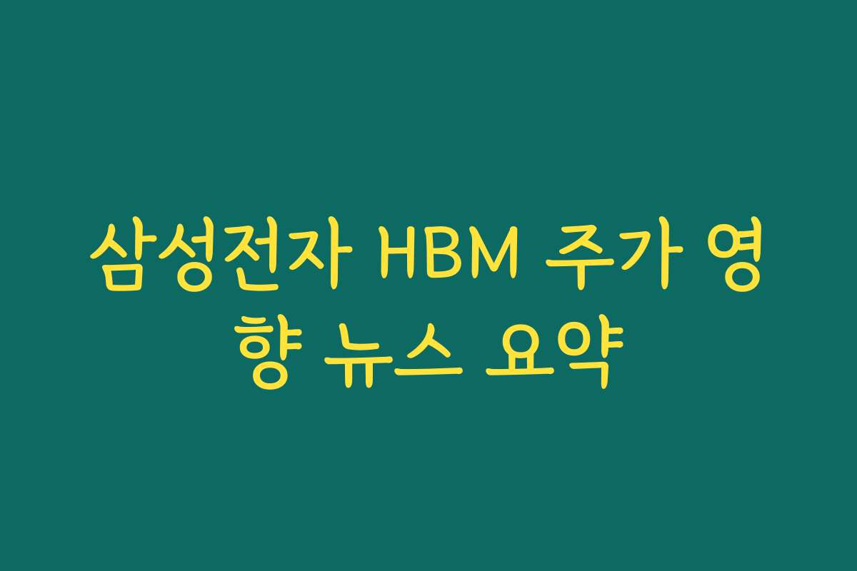 삼성전자 HBM 주가 영향 뉴스 요약