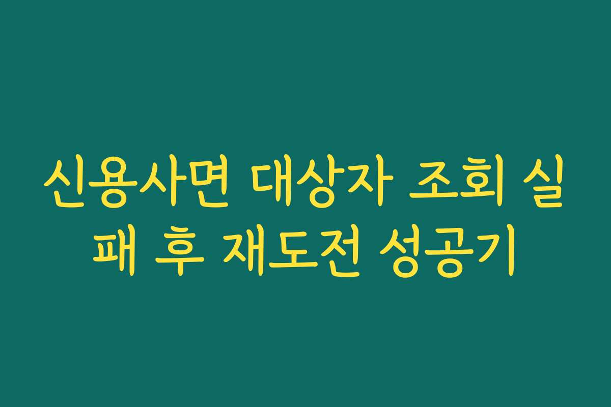 신용사면 대상자 조회 실패 후 재도전 성공기