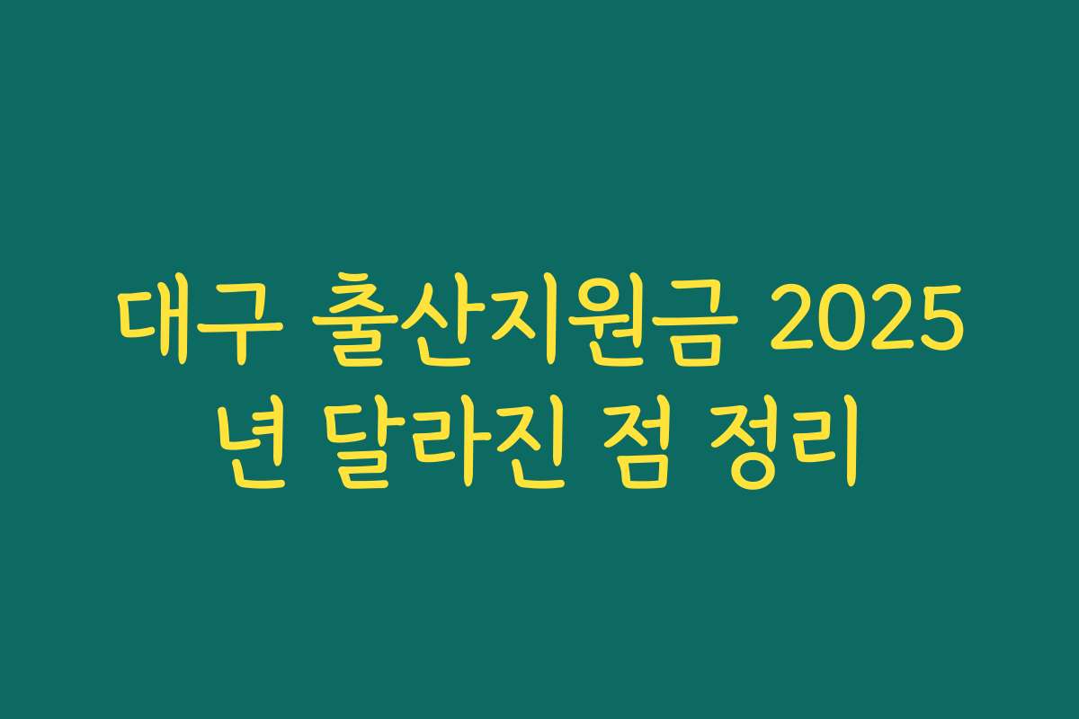 대구 출산지원금 2025년 달라진 점 정리 대구 출산지원금 2025년 달라진 점 정리