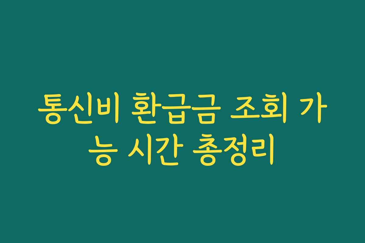 통신비 환급금 조회 가능 시간 총정리