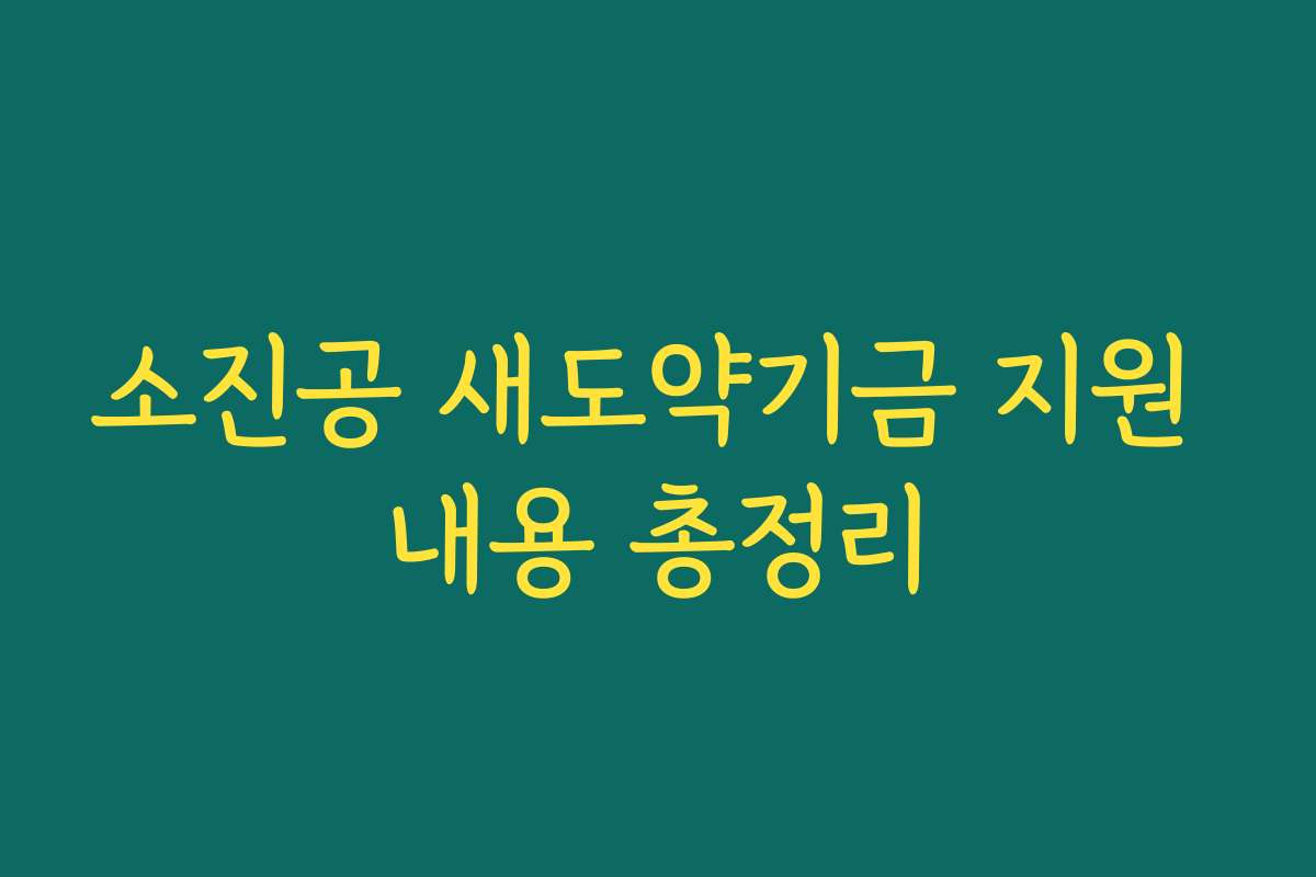 소진공 새도약기금 지원 내용 총정리