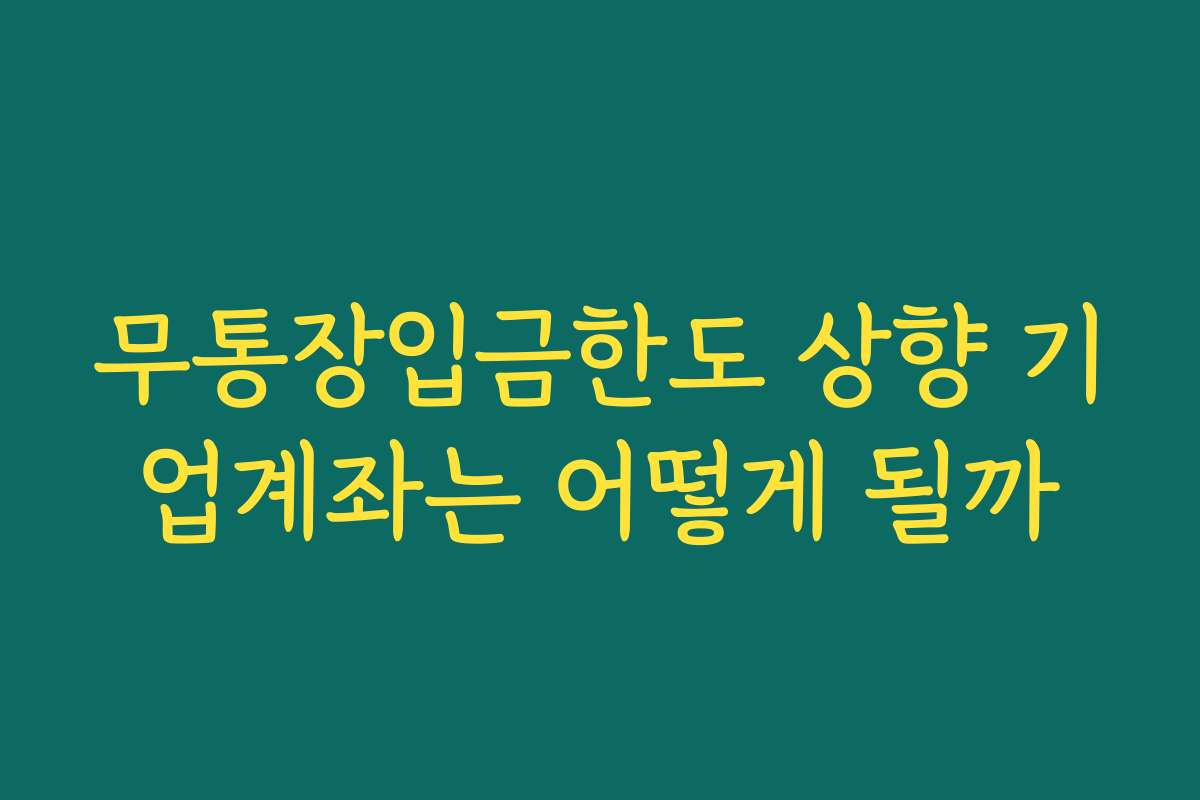 무통장입금한도 상향 기업계좌는 어떻게 될까