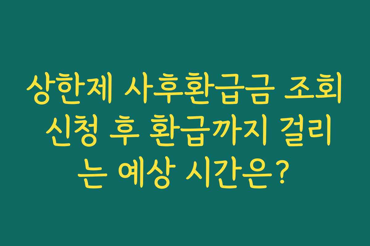 상한제 사후환급금 조회 신청 후 환급까지 걸리는 예상 시간은?