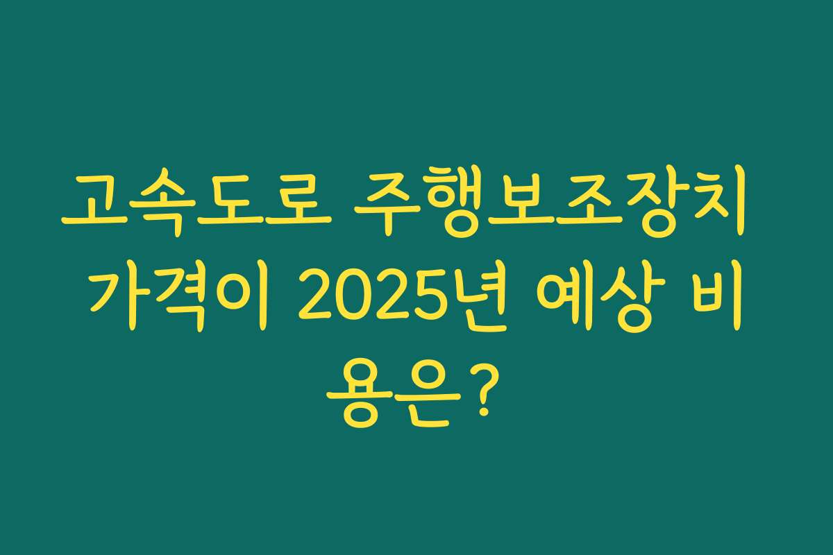 고속도로 주행보조장치 가격이 2025년 예상 비용은?