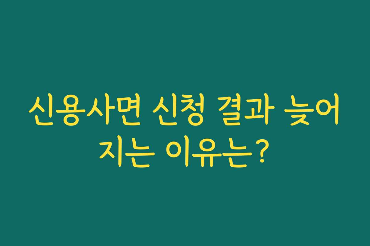 신용사면 신청 결과 늦어지는 이유는?