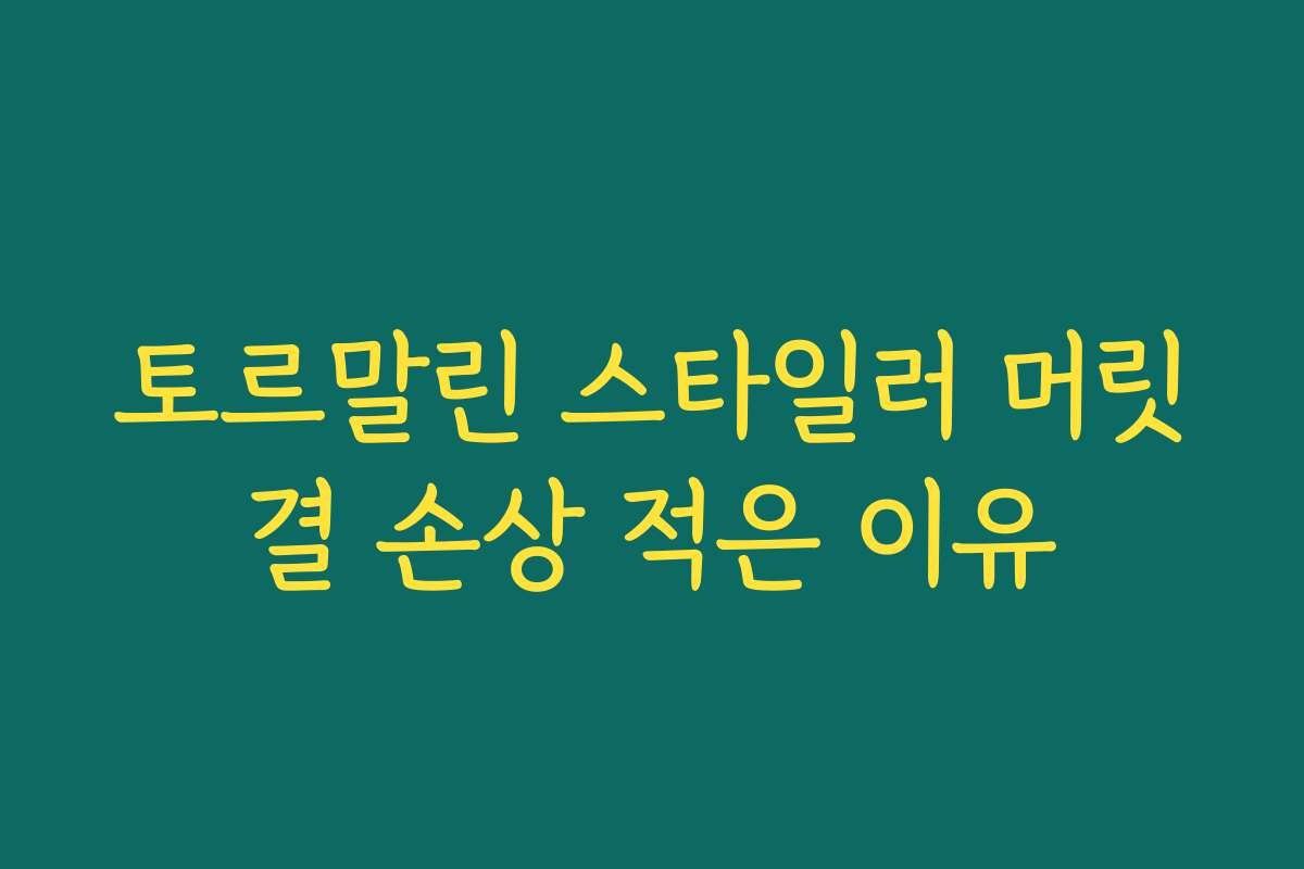 토르말린 스타일러 머릿결 손상 적은 이유 토르말린 스타일러 머릿결 손상 적은 이유