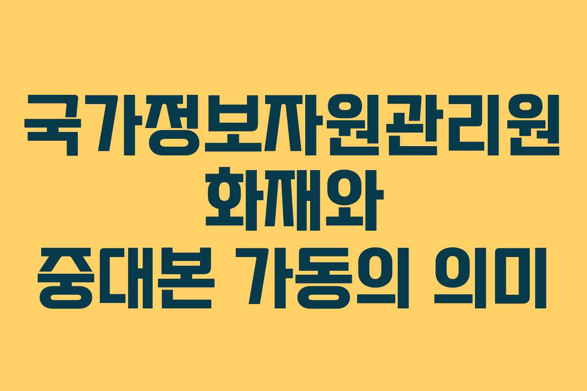 국가정보자원관리원 화재와 중대본 가동의 의미