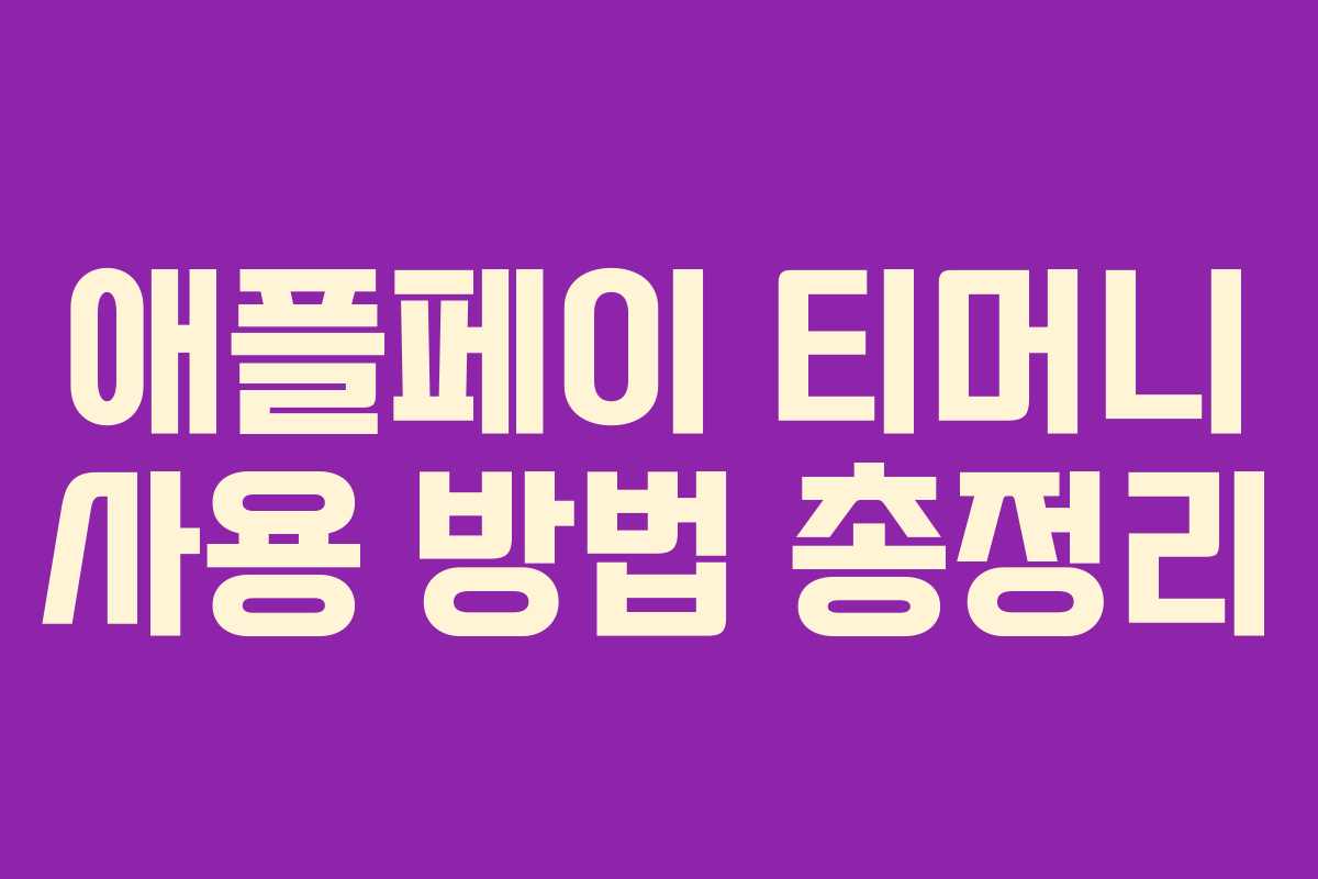 애플페이 티머니 사용 방법 총정리 애플페이 티머니 사용 방법 총정리