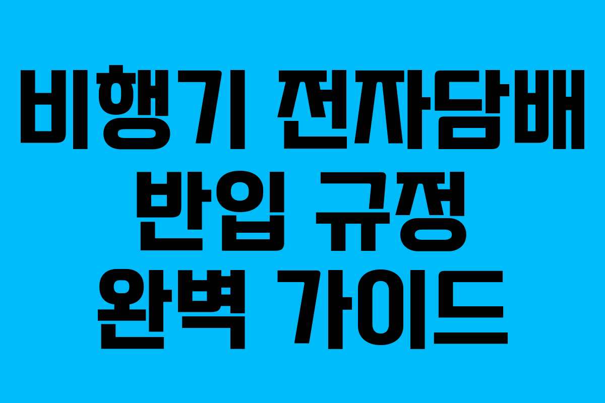 비행기 전자담배 반입 규정 완벽 가이드 비행기 전자담배 반입 규정 완벽 가이드