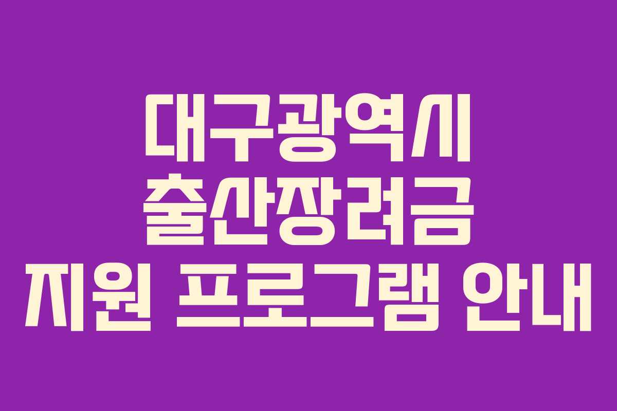 대구광역시 출산장려금 지원 프로그램 안내 대구광역시 출산장려금 지원 프로그램 안내