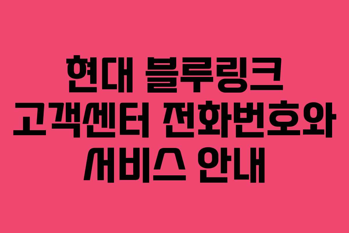 현대 블루링크 고객센터 전화번호와 서비스 안내 현대 블루링크 고객센터 전화번호와 서비스 안내
