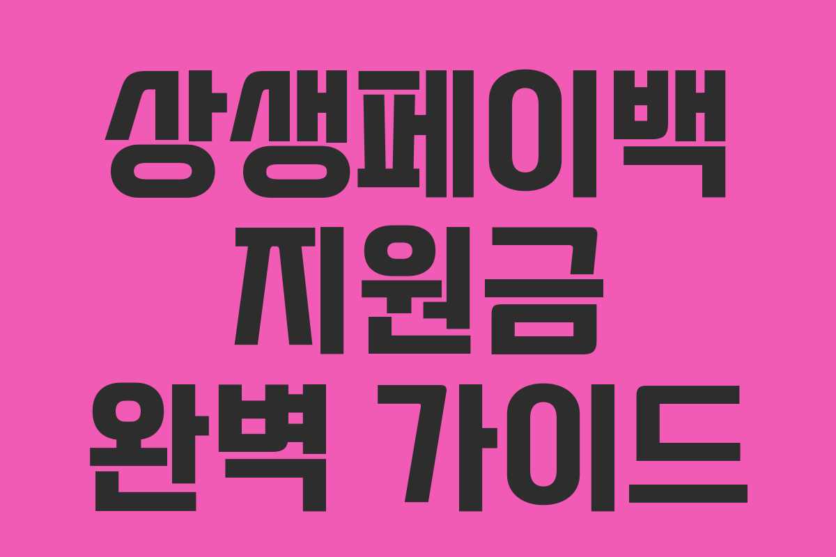 상생페이백 지원금 완벽 가이드 상생페이백 지원금 완벽 가이드