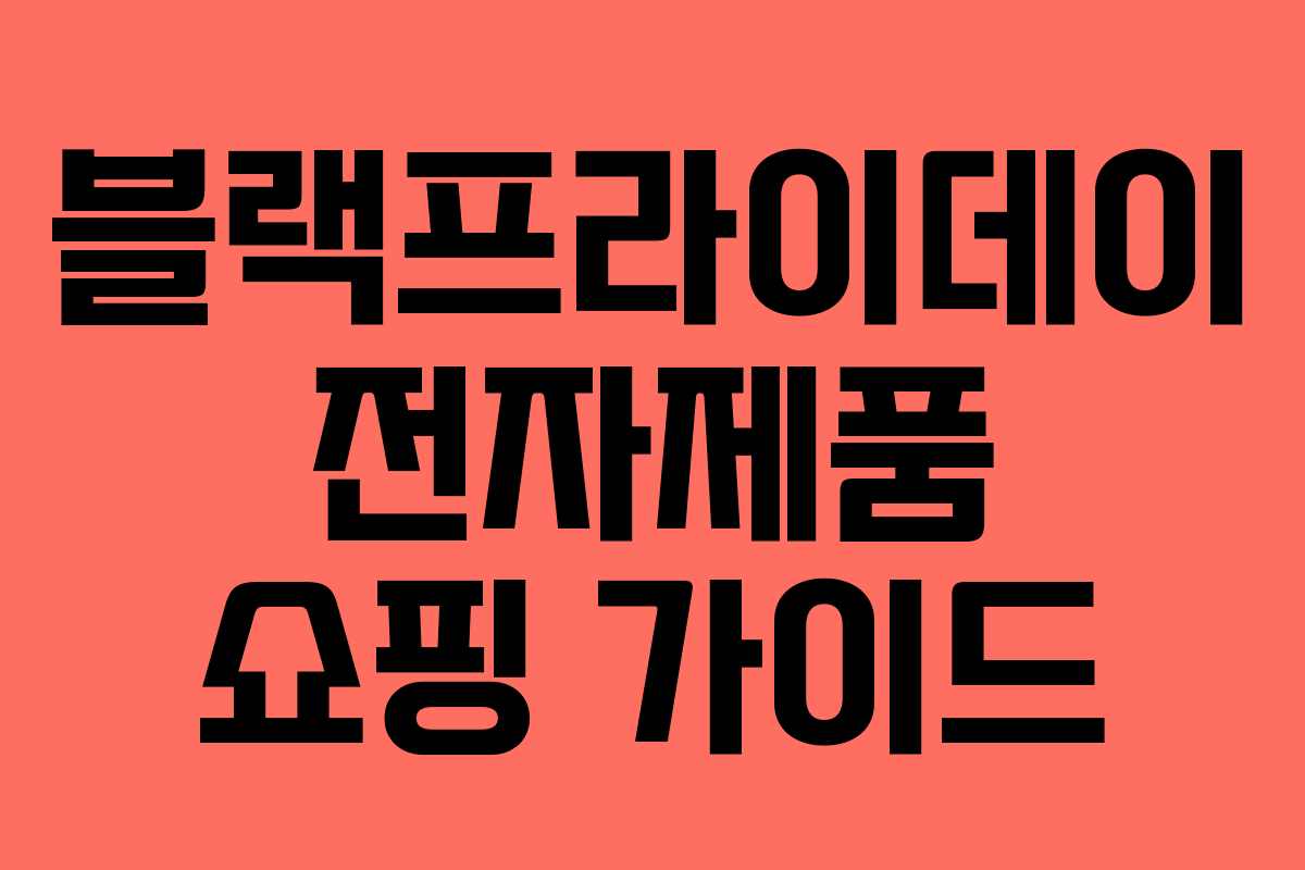 블랙프라이데이 전자제품 쇼핑 가이드 블랙프라이데이 전자제품 쇼핑 가이드