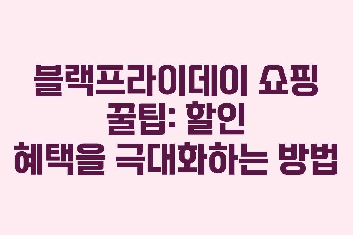블랙프라이데이 쇼핑 꿀팁: 할인 혜택을 극대화하는 방법 블랙프라이데이 쇼핑 꿀팁: 할인 혜택을 극대화하는 방법