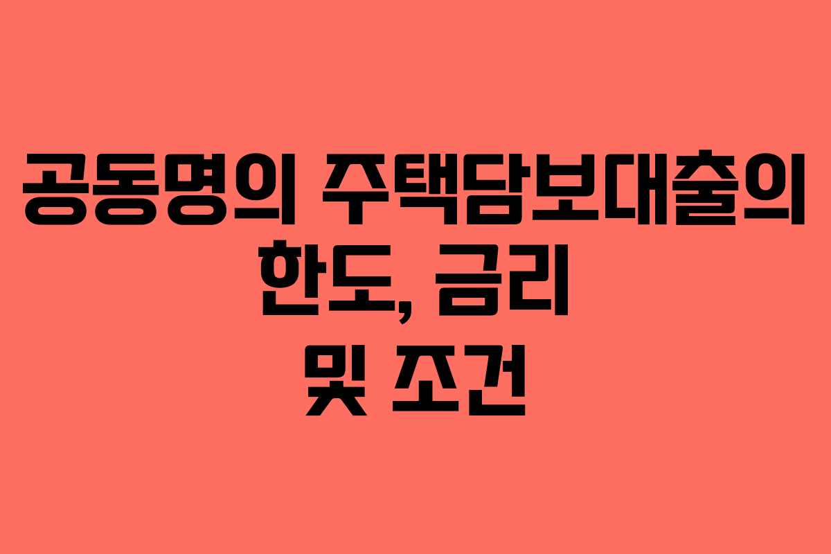 공동명의 주택담보대출의 한도, 금리 및 조건