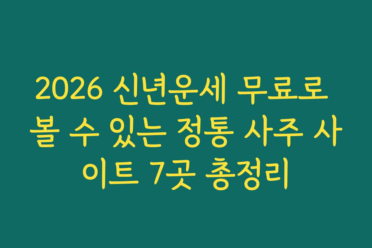 2026 신년운세 무료로 볼 수 있는 정통 사주 사이트 7곳 총정리