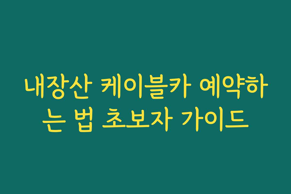내장산 케이블카 예약하는 법 초보자 가이드