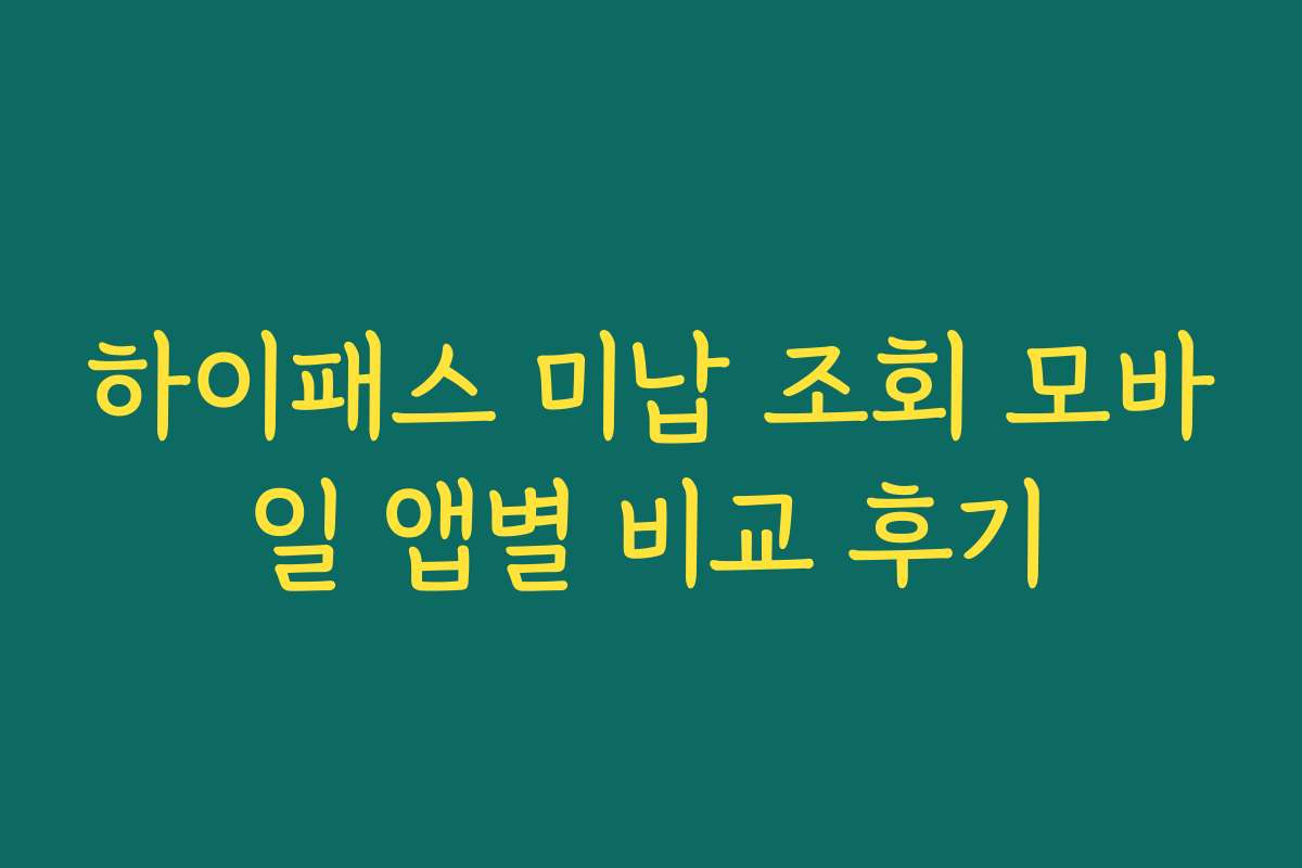 하이패스 미납 조회 모바일 앱별 비교 후기