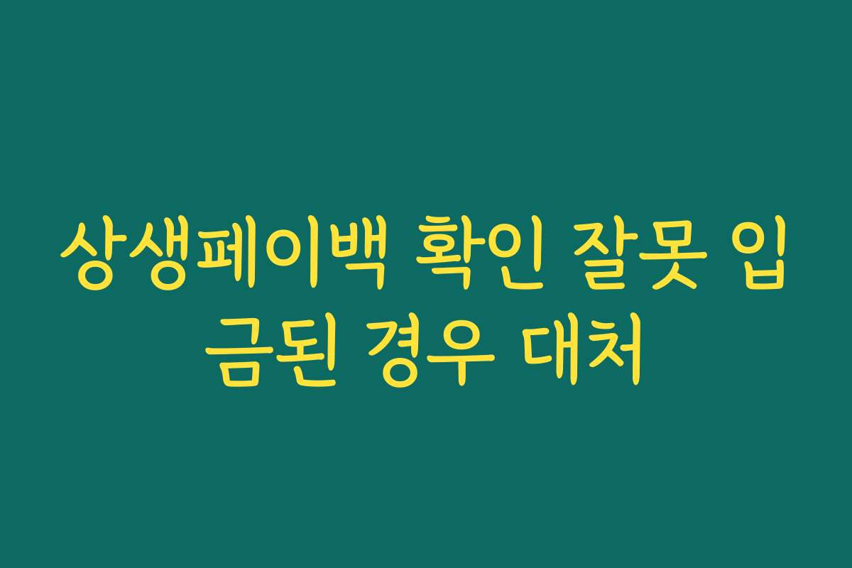 상생페이백 확인 잘못 입금된 경우 대처