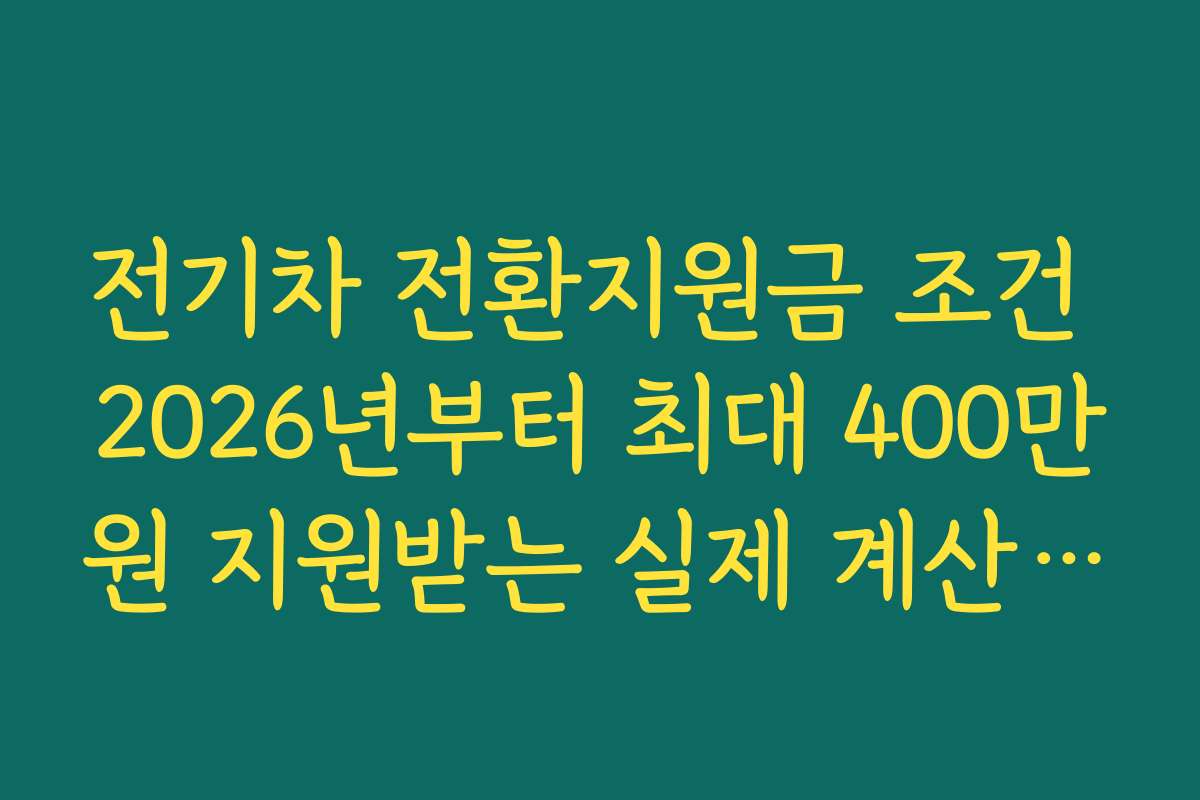 전기차 전환지원금 조건 2026년부터 최대 400만원 지원받는 실제 계산 예시