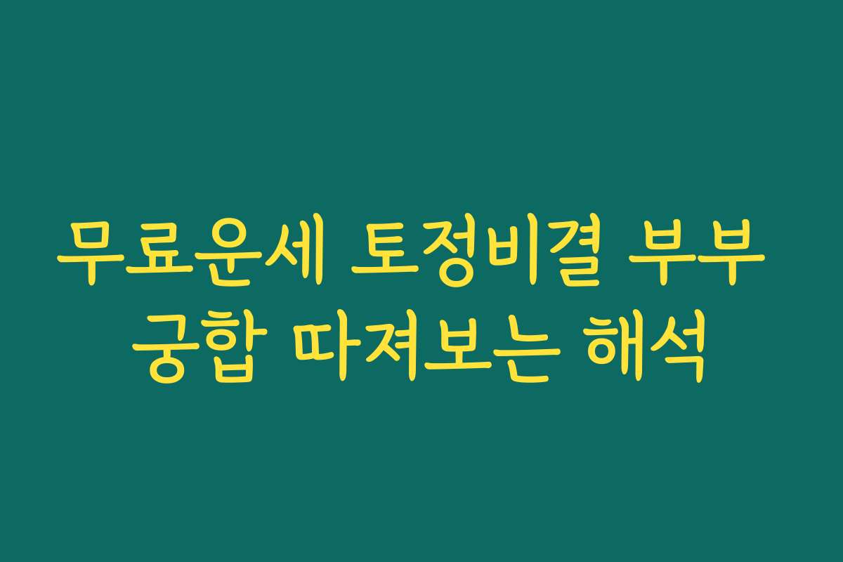 무료운세 토정비결 부부 궁합 따져보는 해석