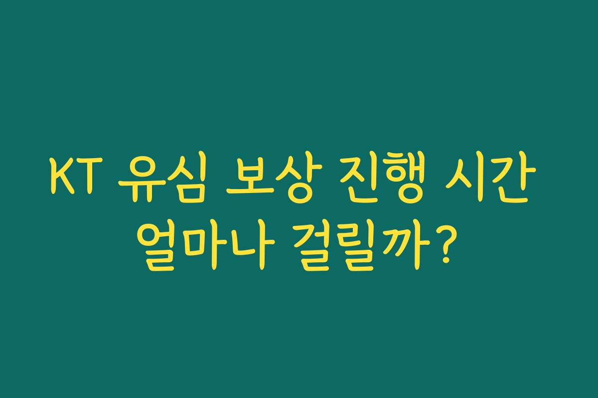 KT 유심 보상 진행 시간 얼마나 걸릴까?