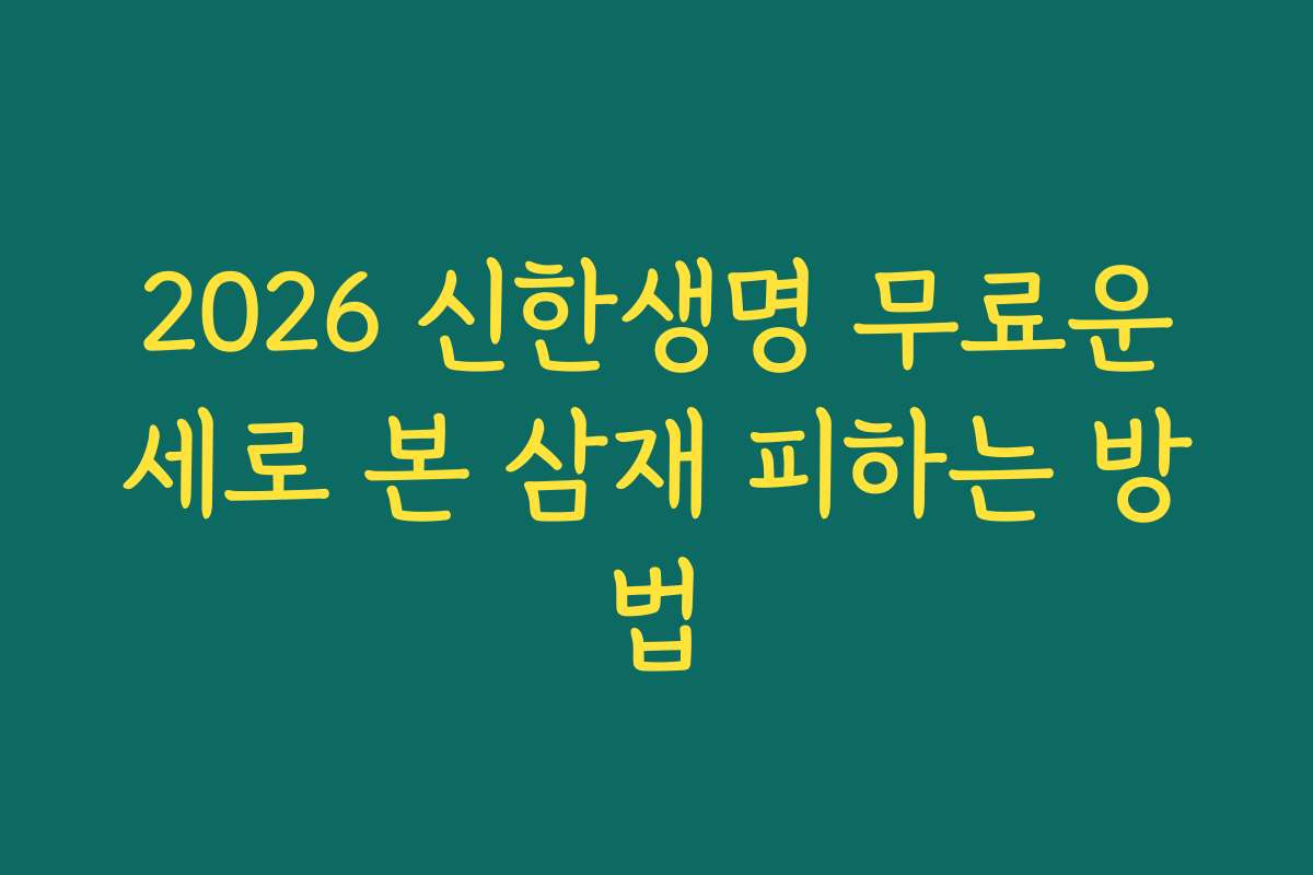 2026 신한생명 무료운세로 본 삼재 피하는 방법