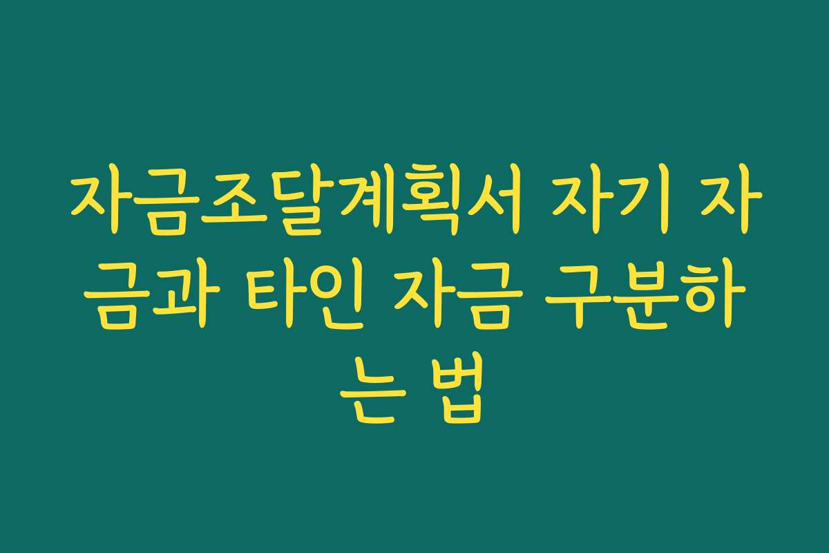 자금조달계획서 자기 자금과 타인 자금 구분하는 법