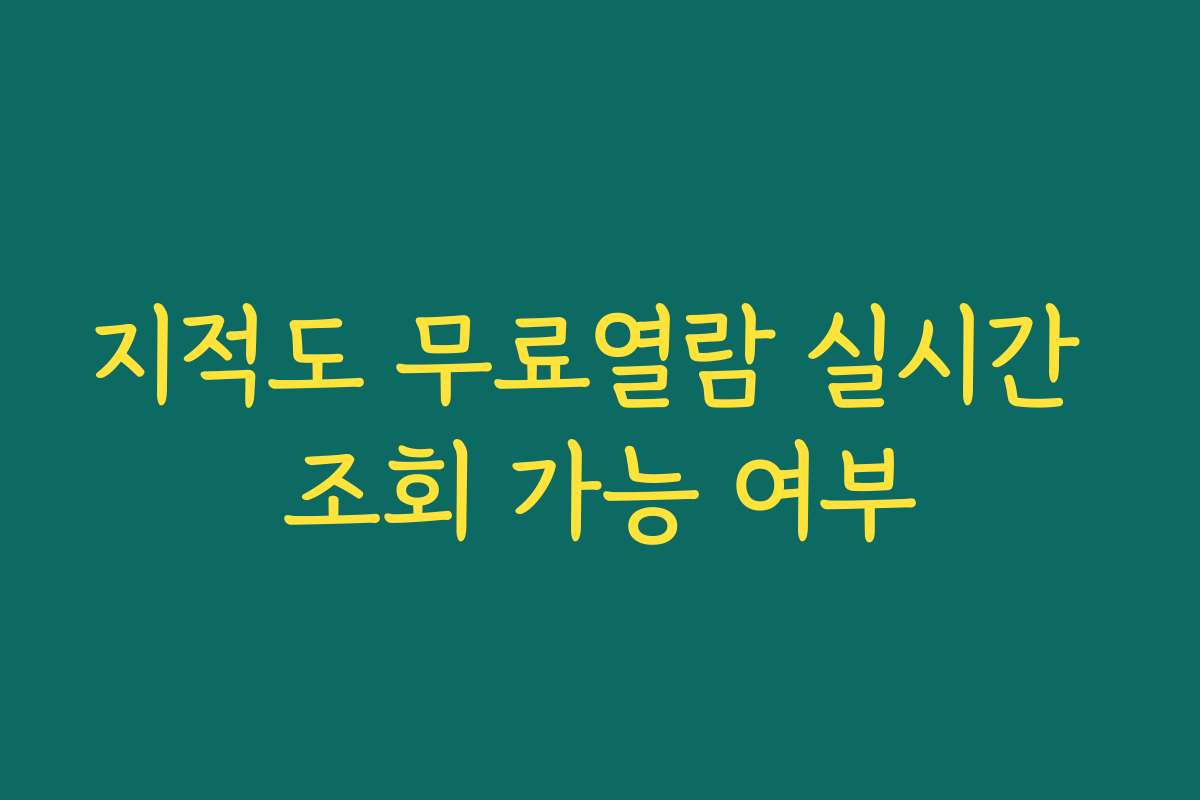 지적도 무료열람 실시간 조회 가능 여부