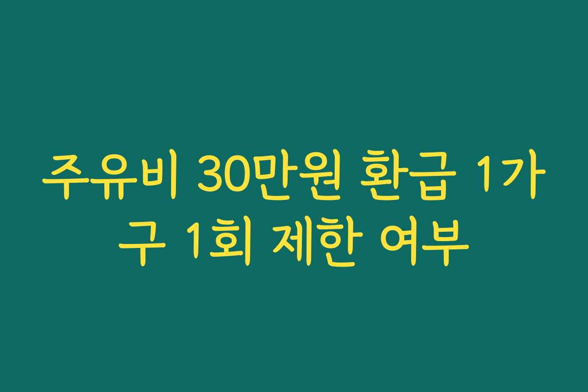 주유비 30만원 환급 1가구 1회 제한 여부