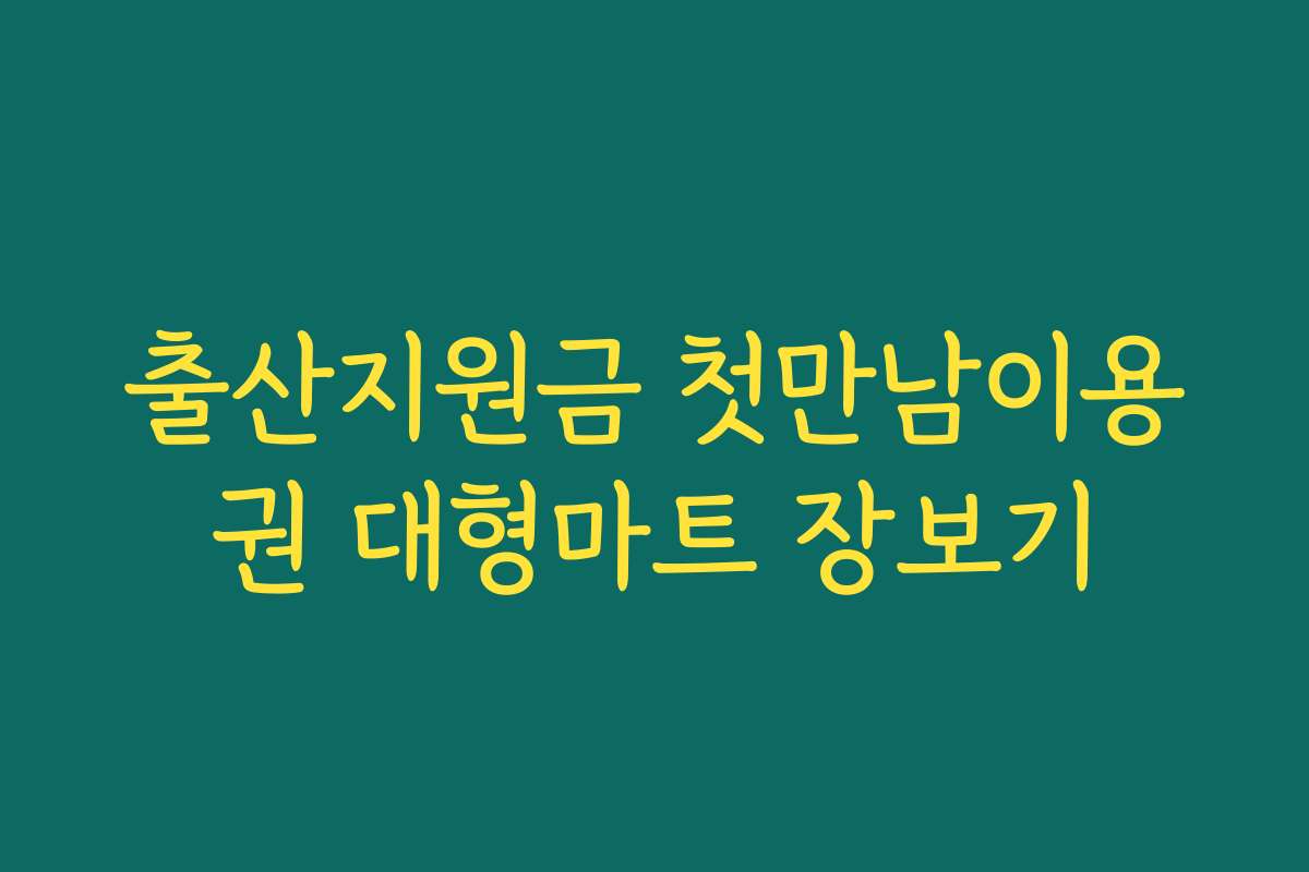 출산지원금 첫만남이용권 대형마트 장보기