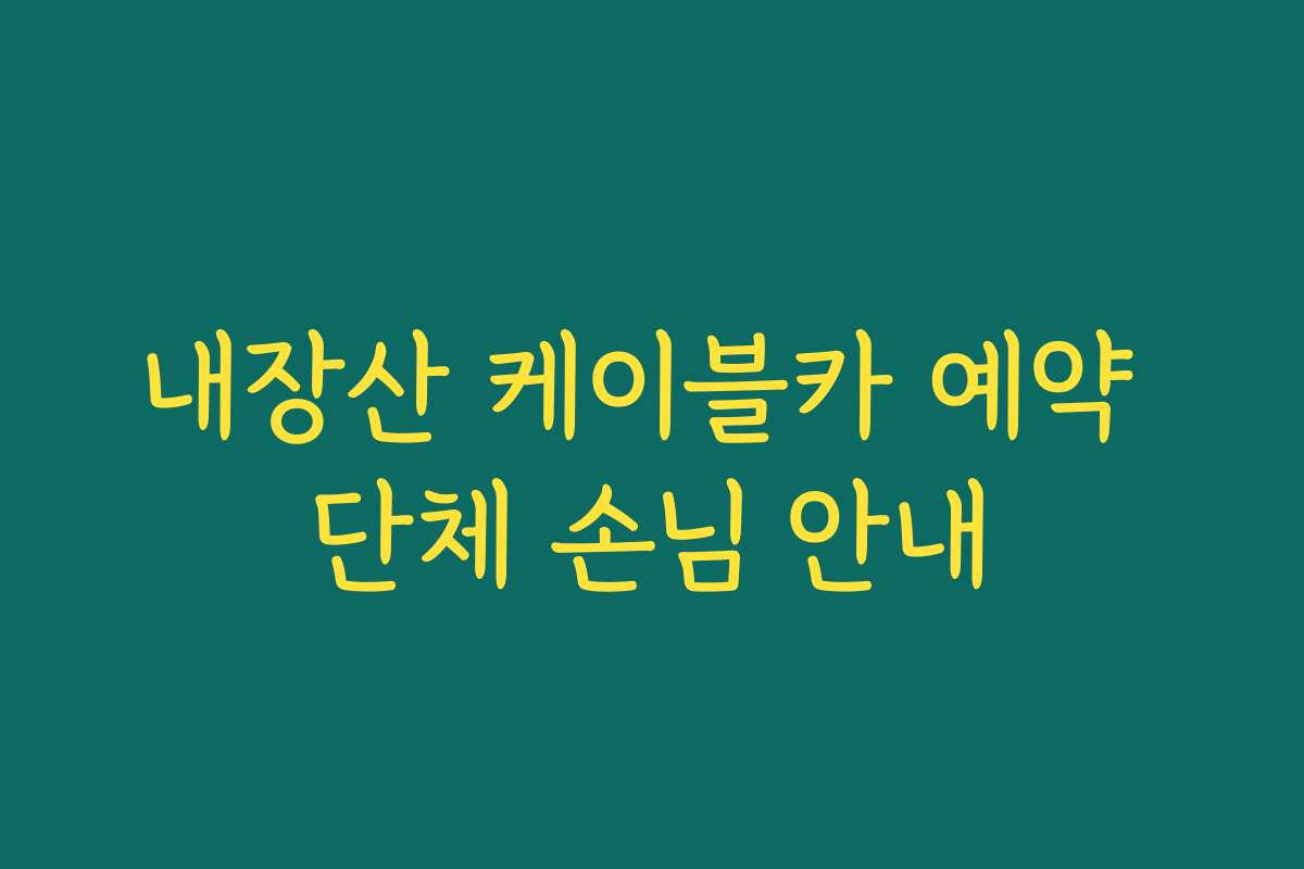 내장산 케이블카 예약 단체 손님 안내