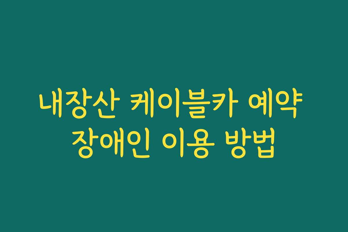 내장산 케이블카 예약 장애인 이용 방법