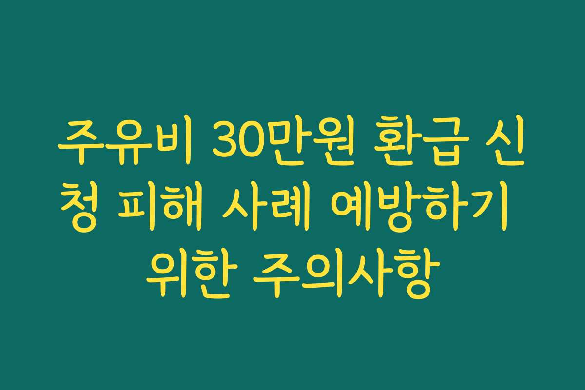 주유비 30만원 환급 신청 피해 사례 예방하기 위한 주의사항