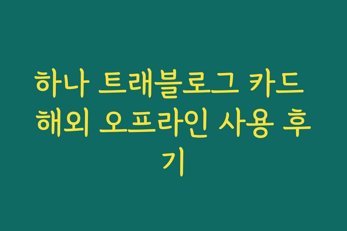 하나 트래블로그 카드 해외 오프라인 사용 후기