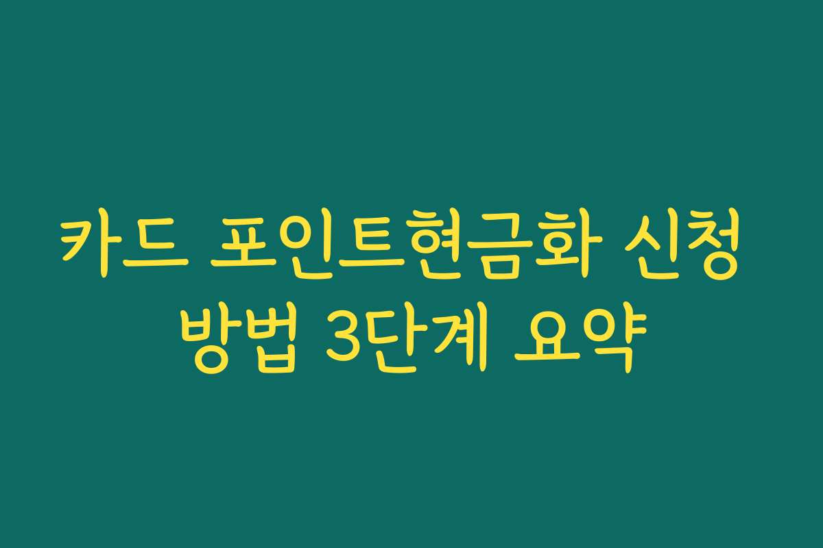 카드 포인트현금화 신청 방법 3단계 요약 카드 포인트현금화 신청 방법 3단계 요약