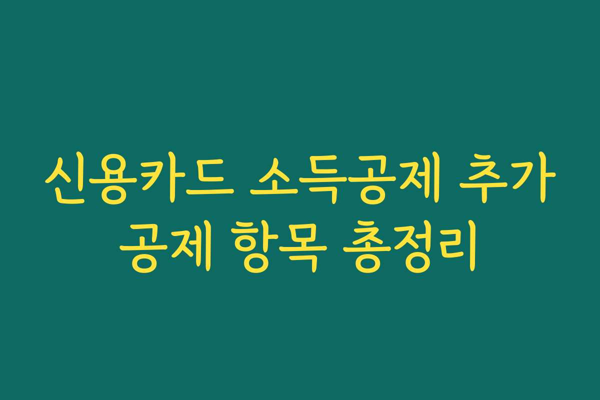 신용카드 소득공제 추가공제 항목 총정리