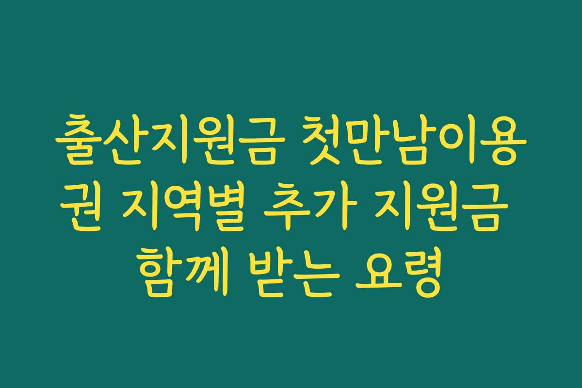 출산지원금 첫만남이용권 지역별 추가 지원금 함께 받는 요령