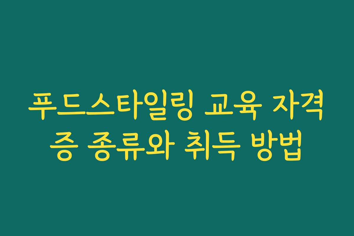 푸드스타일링 교육 자격증 종류와 취득 방법