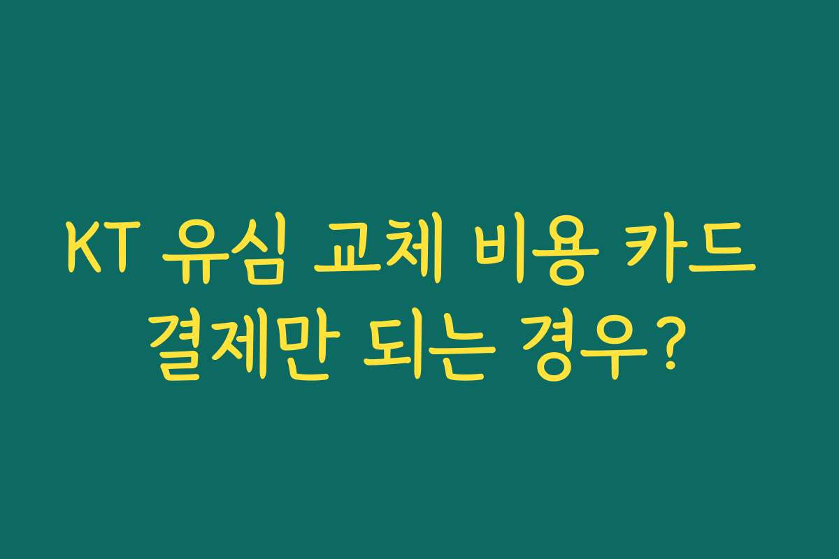 KT 유심 교체 비용 카드 결제만 되는 경우?