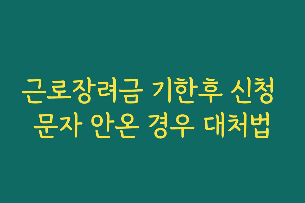근로장려금 기한후 신청 문자 안온 경우 대처법
